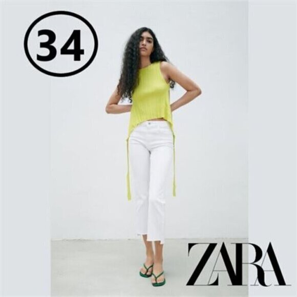 Zara, Women's High rise Mini Flare Pant - White. Size: 2 (US). NWT - Picture 1 of 8